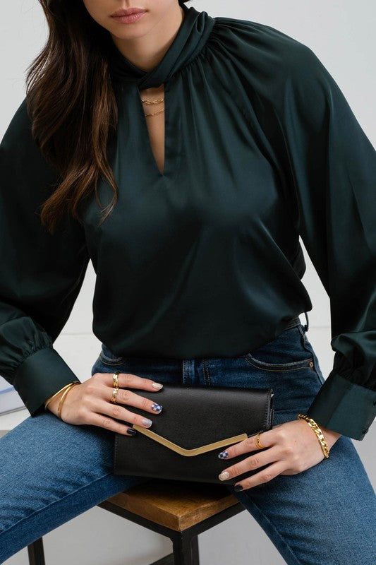 Twist & Shout Hunter Green Long Sleeve Blouse