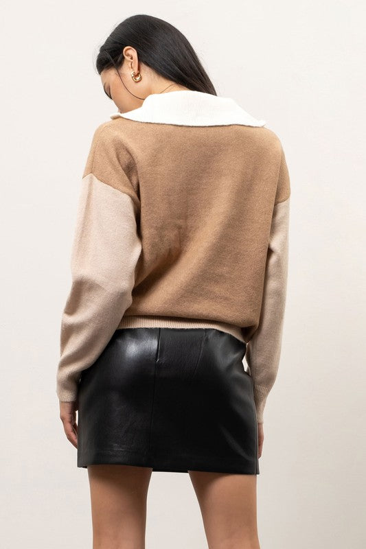 Colorblock Half Zip Sweater