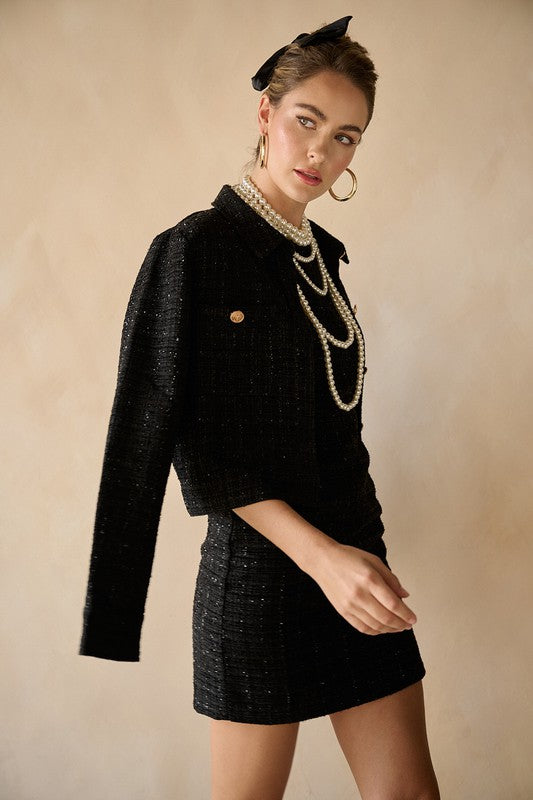Feeling Fancy Tweed & Gold Jacket