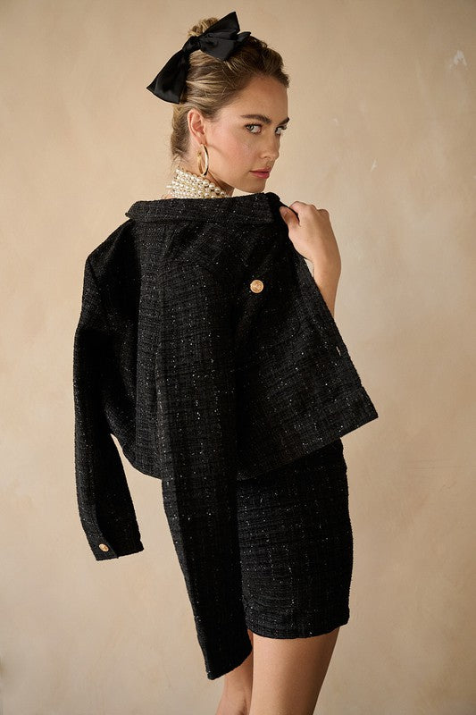 Feeling Fancy Tweed & Gold Jacket