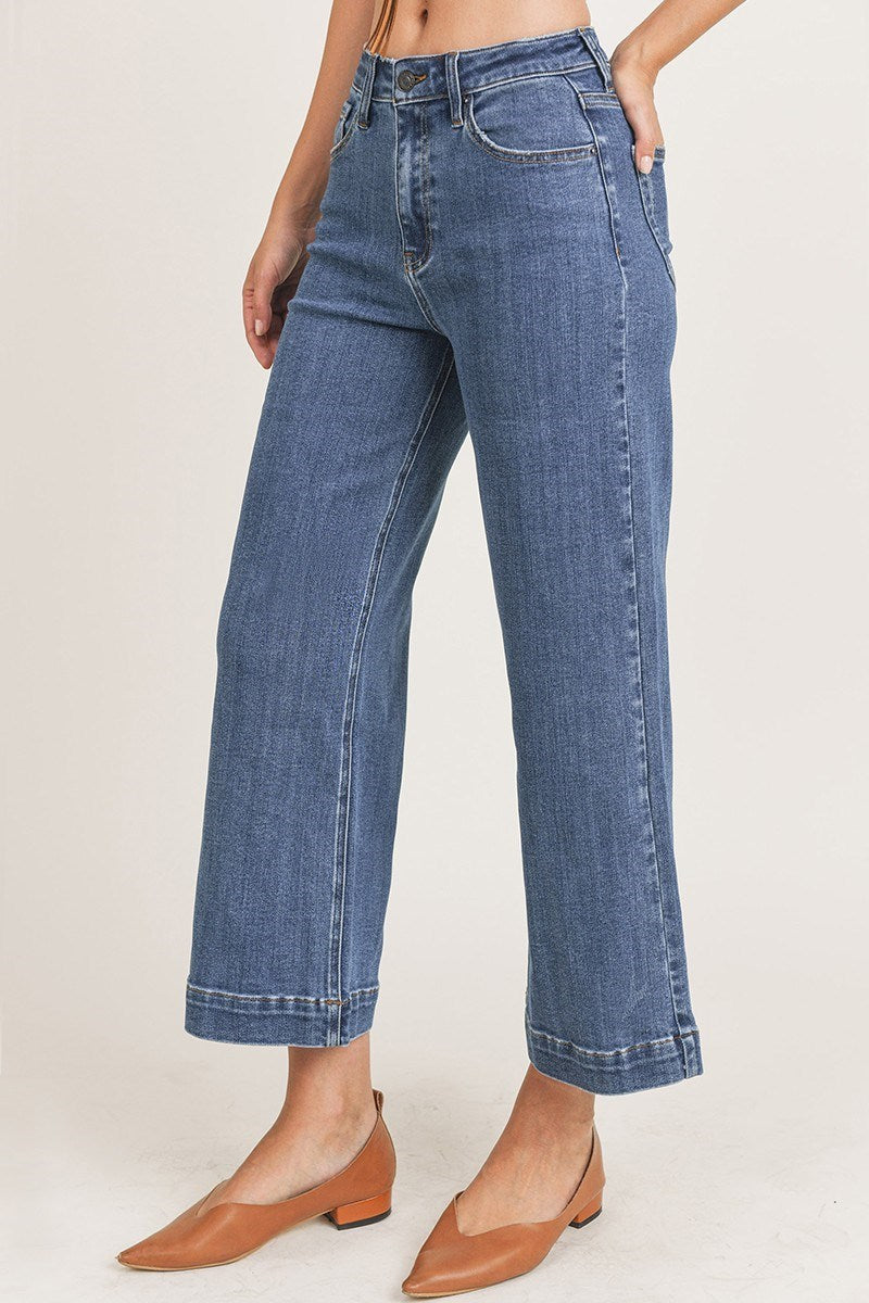 Curvy High Rise Ankle Wide Leg Jean