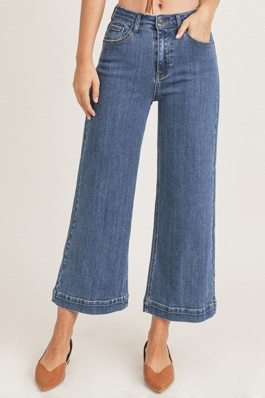 Curvy High Rise Ankle Wide Leg Jean
