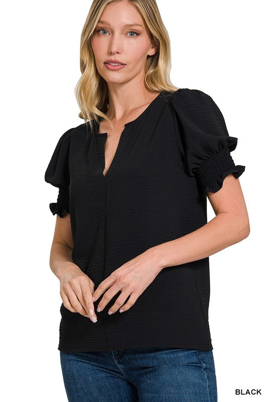 Airflow Vneck Puff Sleeve Top