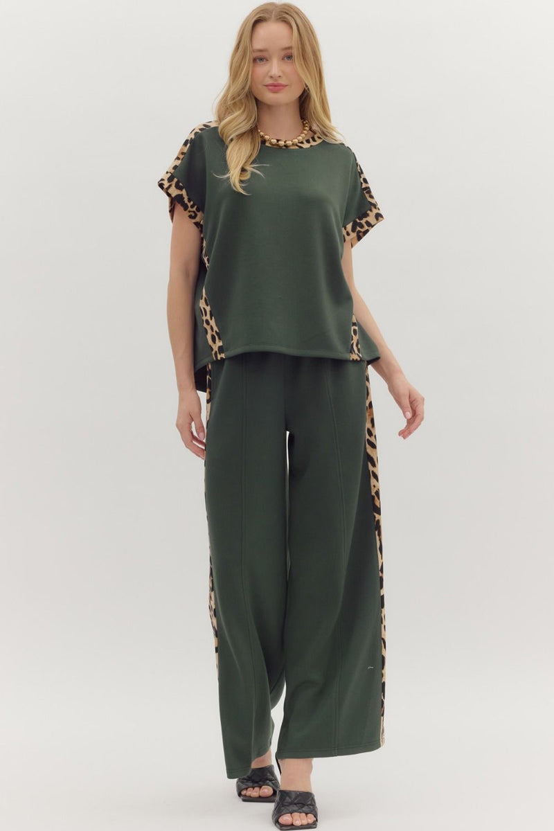 Own The Moment Leopard Trim Top