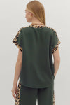 Own The Moment Leopard Trim Top