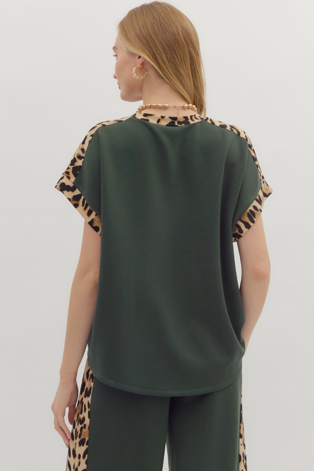 Own The Moment Leopard Trim Top