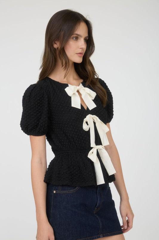 Grace in the Season Peplum Bow Top