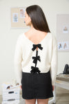 She is Golden Back Bow Cardigan