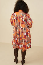 Abstract Leopard Print Button Up Dress