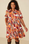 Abstract Leopard Print Button Up Dress