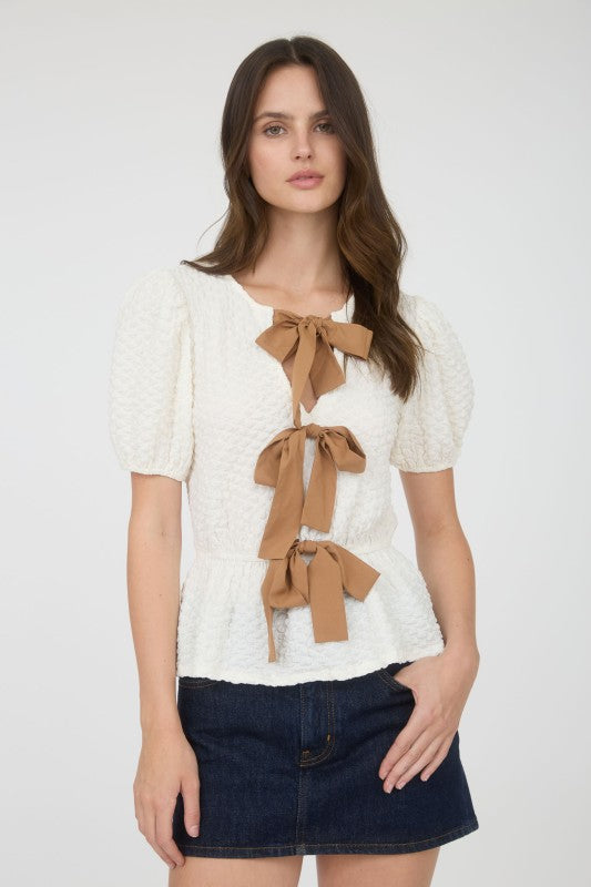 Grace in the Season Peplum Bow Top