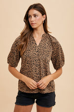 Annie's Animal Print Collared Blouse