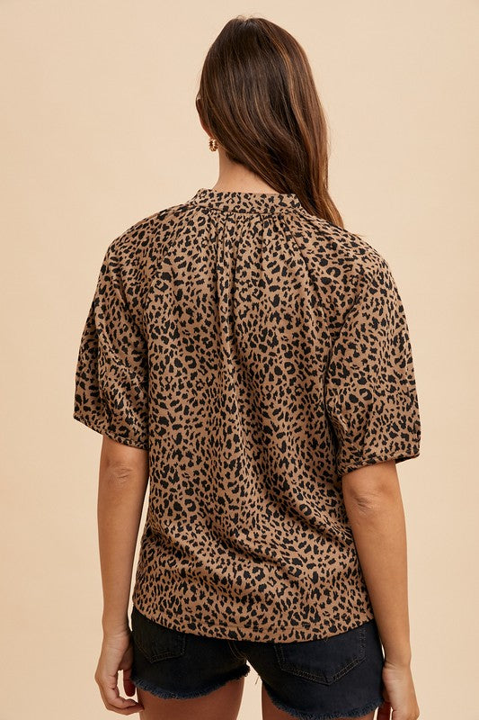 Annie's Animal Print Collared Blouse