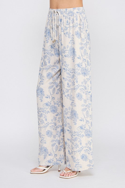 When in Greece Linen Floral Pants