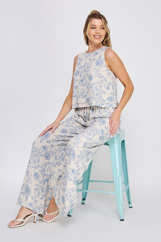 When in Greece Linen Floral Pants
