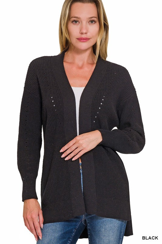 Eyelet Open Cardigan Sweater