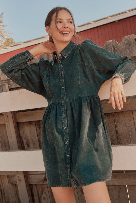 In the Family Corduroy Button Dress