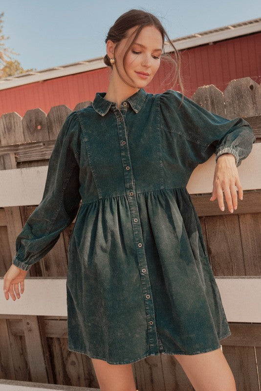 In the Family Corduroy Button Dress