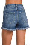 Distressed Dark Wash Denim Shorts