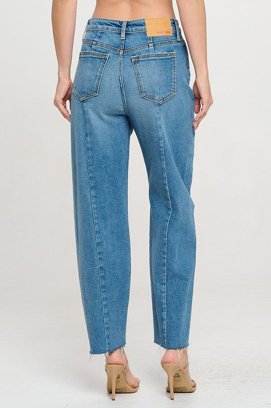 High Rise Barrel Denim W Center Seams