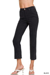 Acid Washed High Waist Cropped Straight Pants
