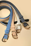 Modern Rectangle Buckle Faux Leather Belt