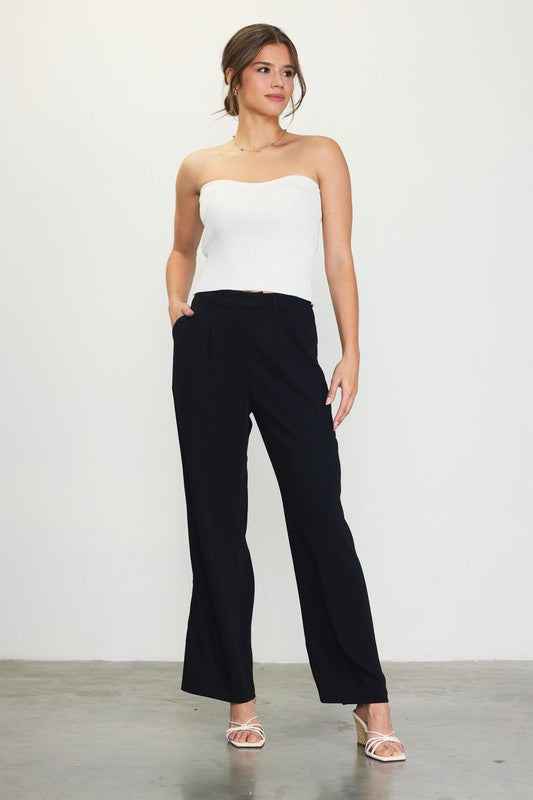 PINTUCK WIDE LEG TROUSER