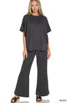 Mal's Scuba Curbed Hem Top & Pants Set