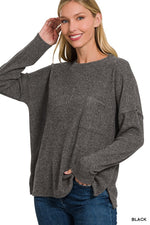 Soft Ribbed Sweater w/ Pocket