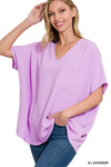 Oversized Dolman Staple Vneck Blouse