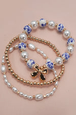 Faithlyn's Ceramic Porcelain Bow Multi-Layer Bracelet