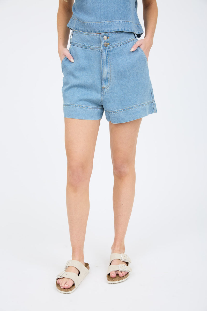 High Waist Cambray Denim Shorts