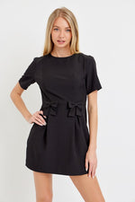 Double Bow Short Sleeve Mini Dress