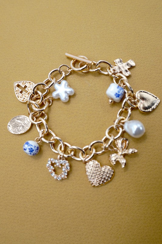 Blue Ceramic Charm Bracelet
