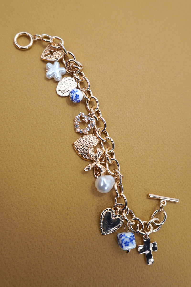 Blue Ceramic Charm Bracelet