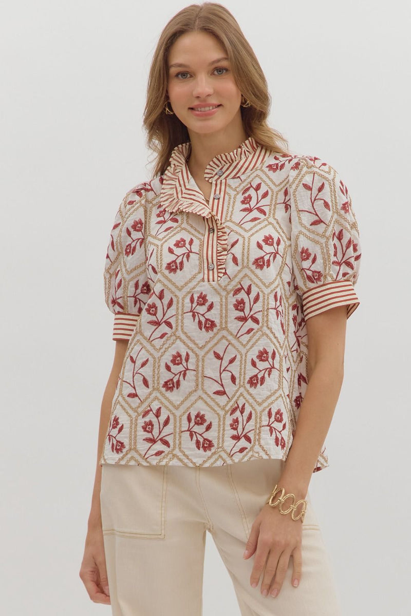 Hope Floats High Collared Blouse