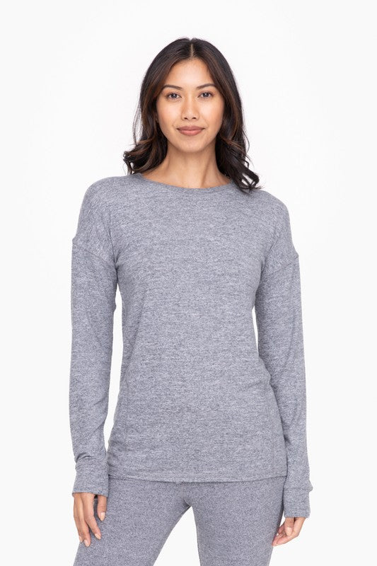 Soft and Cozy Brushed Crew Neck LS Top
