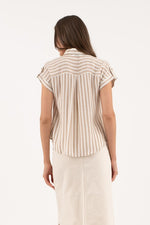 Stripe Button Down With Gold Accents