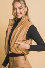 Faux Leather Puffer Vest
