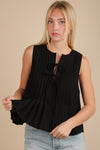 Beside Me Pleated Front Tie Blouse