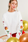 Christmas Crew Neck Sequins Detail Sweater