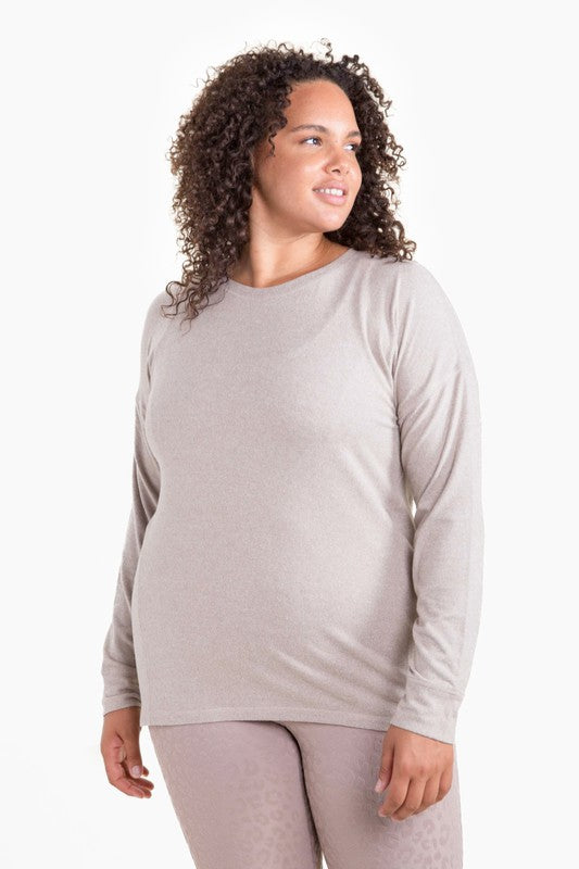 Soft and Cozy Brushed Crew Neck LS Top