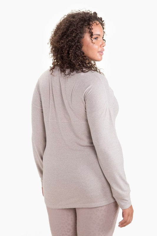 Soft and Cozy Brushed Crew Neck LS Top