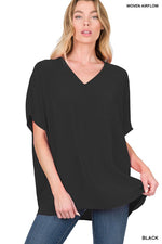 Oversized Dolman Staple V-Neck Blouse