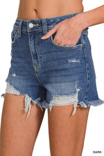 Distressed Dark Wash Denim Shorts