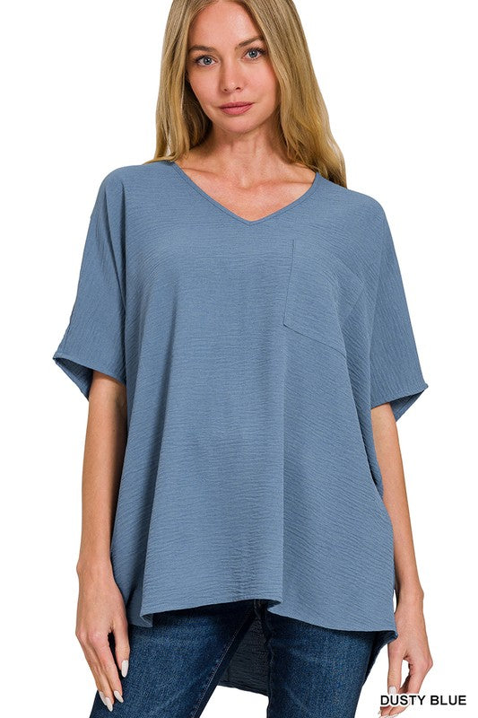 Oversized Dolman Staple Vneck Blouse