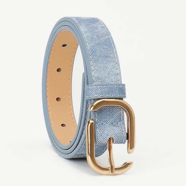 Modern Rectangle Buckle Faux Leather Belt