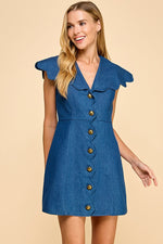 Bless Your Heart Gold Button Mini Dress