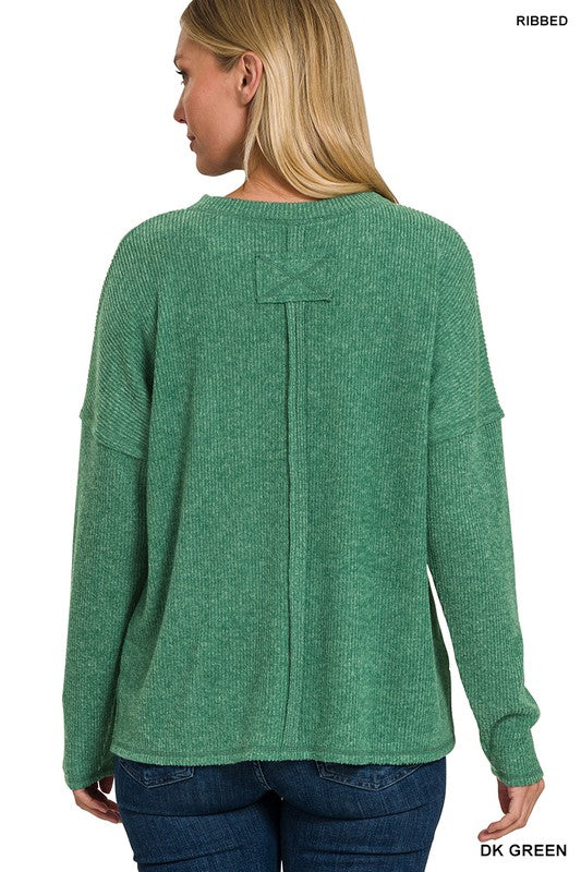 Soft Ribbed Sweater w/ Pocket