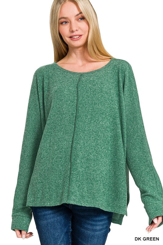 Ribbed Center Seam Dolman Top